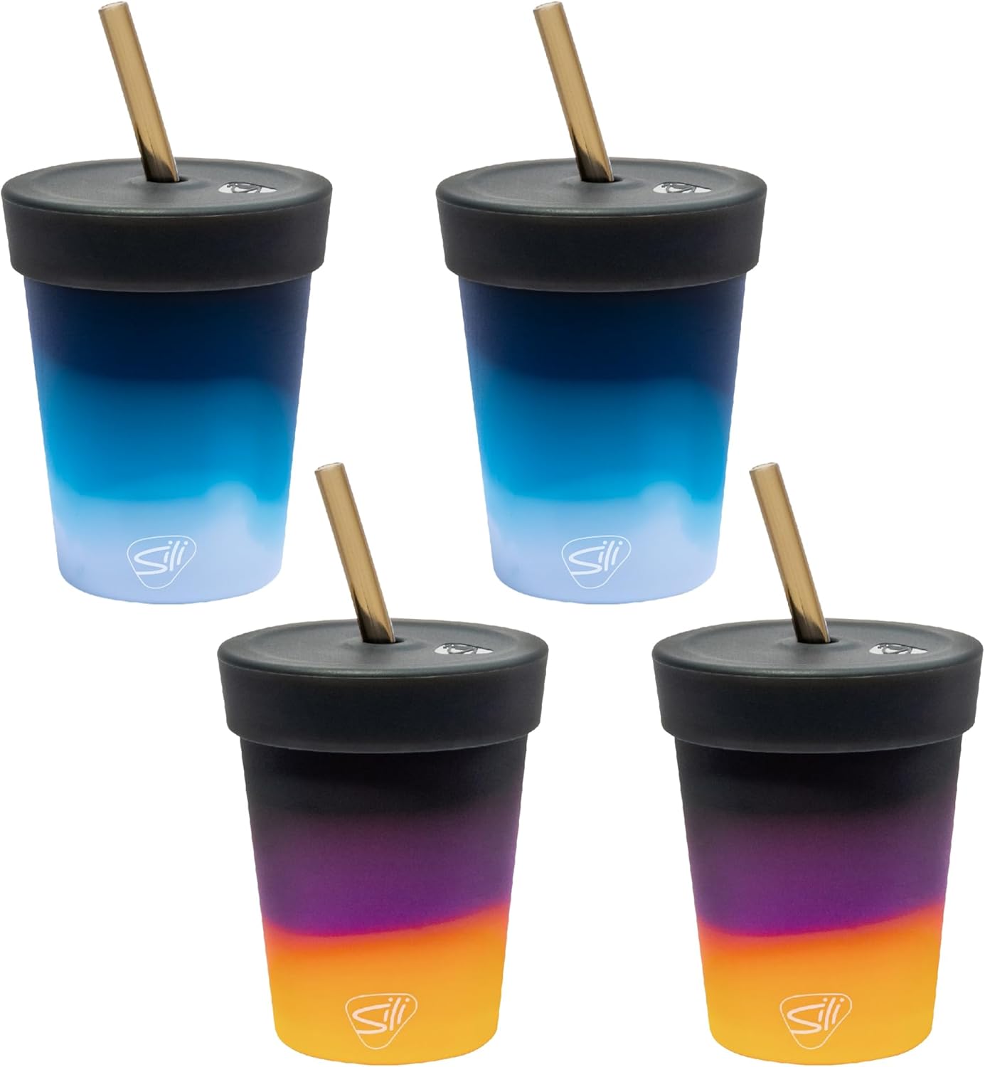 Silipint 8oz Silicone Tumbler with Straw and Lid – Unbreakable, BPA Free, Non-Toxic, Dishwasher, Microwave, Freezer Safe Tumbler Cup – Drinkware for Juice, Smoothies, Coffee (Cool Berry Crush)