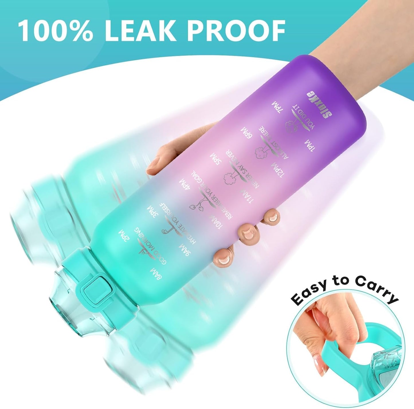 SLUXKE 24oz Insulated Water Bottle 18/10 Stainless Steel with 2Lids(Straw Lid& Spout Lids), 700ml Double Wall Vacuum Water Bottle with Handle Keep Cold and Hot for Men, Women & Kids PURPLE PINK