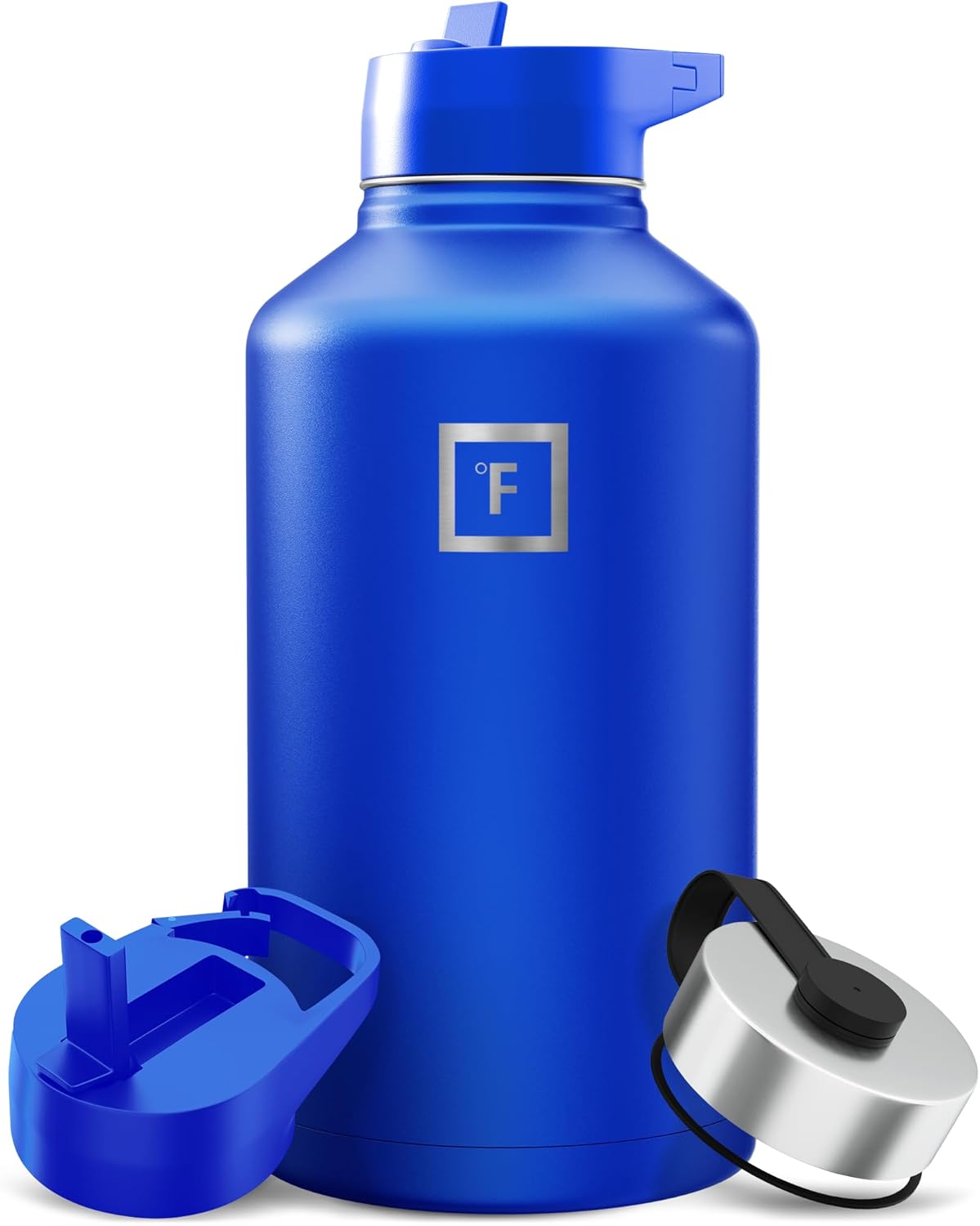 IRON °FLASK Camping & Hiking Hydration Flask with Straw, Wide Mouth Insulated Stainless Steel Sports Water Bottle - 40 oz Midnight Black
