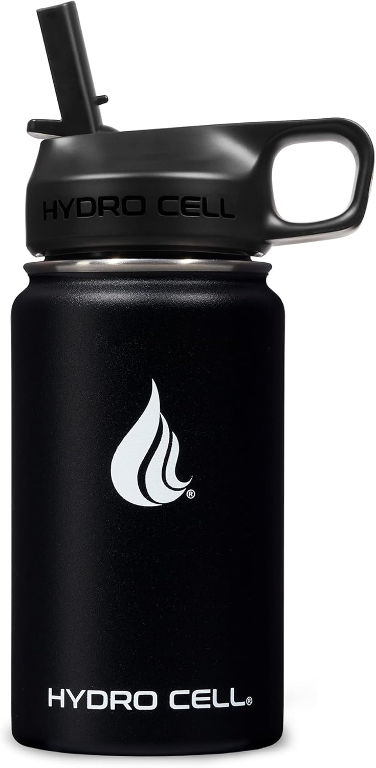 HYDRO CELL Stainless Steel Insulated Water Bottle with Straw - For Cold & Hot Drinks - Metal Vacuum Flask with Screw Cap and Modern Leakproof Sport Thermos for Adults (Neon 18oz)