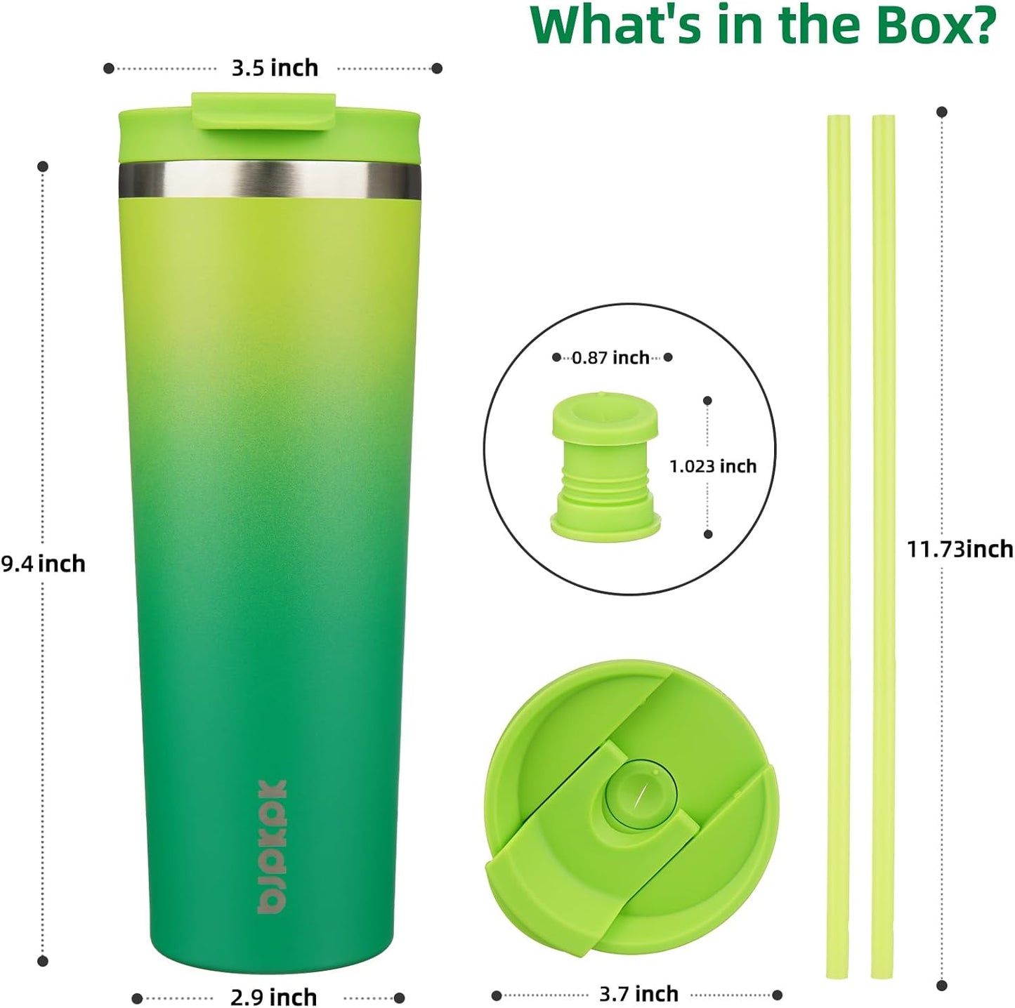 BJPKPK 22oz Insulated Tumbler With lid And Straw Stainless Steel Tumblers Travel Coffee Mug Reusable Thermal Cup,Sky