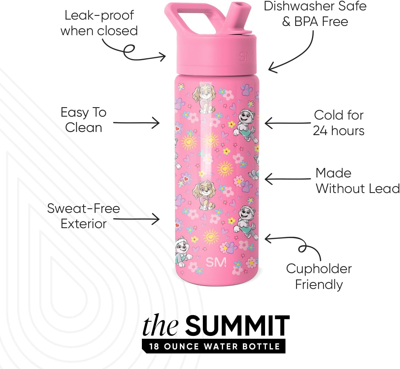 Simple Modern Kids Water Bottle with Straw Lid | 14oz Insulated Stainless Steel Kids Tumbler & Spill Proof Toddler Cup for School, Girls, Boys | Summit | Chloe Floral - Colors A