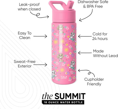 Simple Modern Kids Water Bottle with Straw Lid | 14oz Insulated Stainless Steel Kids Tumbler & Spill Proof Toddler Cup for School, Girls, Boys | Summit | Chloe Floral - Colors A