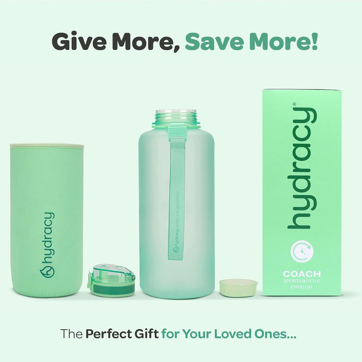 Hydracy Water Bottle with Time Marker -Large BPA Free Water Bottle & No Sweat Sleeve -Leak Proof Gym Bottle with Times to Drink - Ideal for Fitness Sports & Outdoors