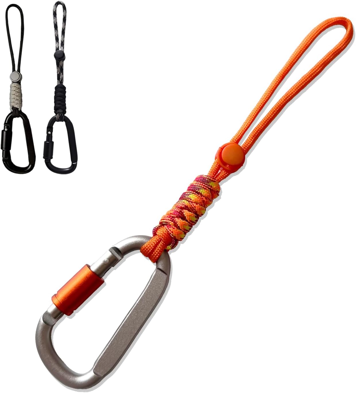 Paracord Keychain/Carabiner Clip - Jaymokes D Ring Metal Hook for Water Bottle, Key, Backpacks and More