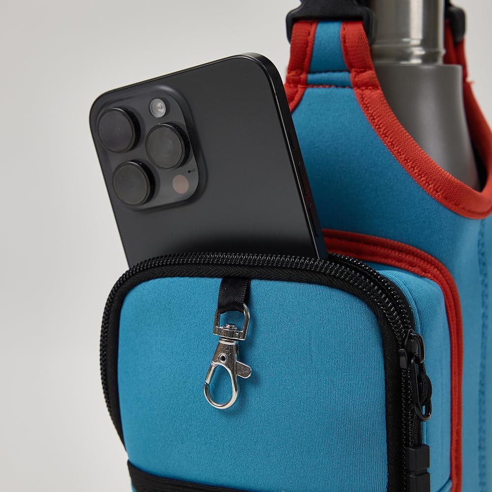 VAKAER Magnetic Gym Bag, Water Bottle Carrier Holder with Phone Pocket & Adjustable Strap,10 Ultra-Strong Magnets Stick to Fitness equipment, Workout Accessories Pouch for Women & Men