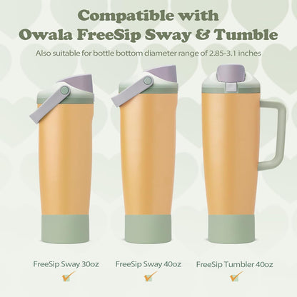 2PCS Silicone Boots for Owala 30oz & 40oz FreeSip Sway Bottles & Tumblers – Non-Slip, Scratch-Resistant, Stability Enhancer for Owala Accessories (Eucalyptus Green) - Colors B