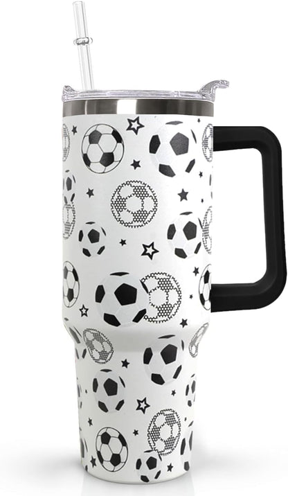 Ceovfoi 40 oz Pickleball Coffee Mug Vacuum Insulated Travel Tumbler with Handle, Lid & Straw - Perfect Pickleball Gifts for Players, Coaches, Lovers | Pickleball Accessories
