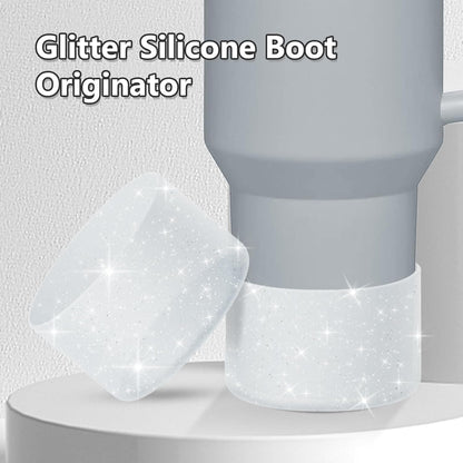 WUQID Protective Bling Silicone Boot Sleeve, Compatible with Stanley Tumbler 20-40oz & Hydro Flask Bottle 12oz-24oz, Glitter Reduces Dents Sleeve Cover for More Bottles/Tumblers Bottom of 2.83-2.95in