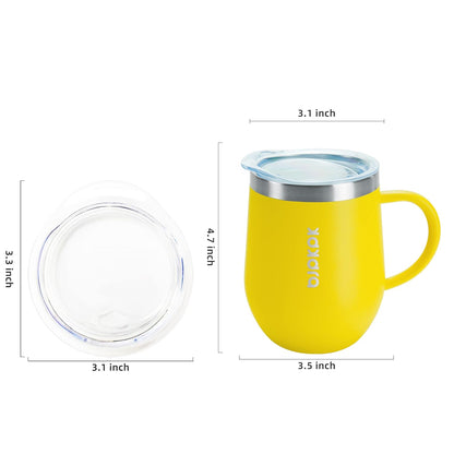 BJPKPK 2 pcs Insulated Coffee Mug, 14oz Insulated Tumbler with Lid, Stainless Steel Coffee Cups with Splash Proof Lid-White
