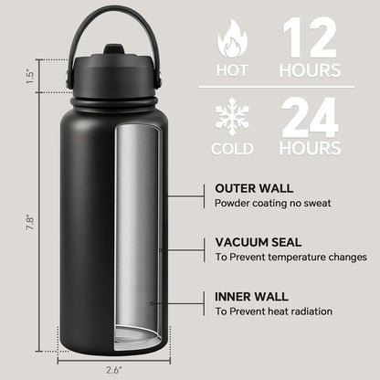 Pickleball Water Bottle 32oz - Pickleball Gifts for Women, Men - Christmas Pickle Ball Gifts for Pickleball Players, Lovers, Girls, Ladies