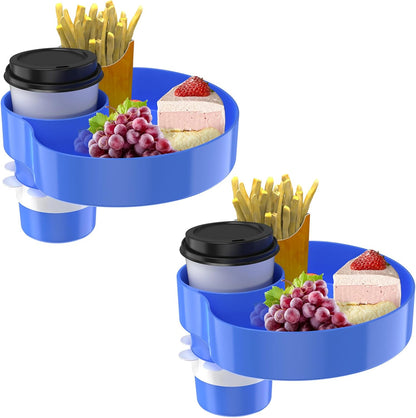 [2 Packs] Kids Car Seat Tray, Travel Tray with Cup Holder for Toddler Baby, Kids Car Seat Food Snack Organizer for Road Trip, Stroller snack, travel must haves - Pink