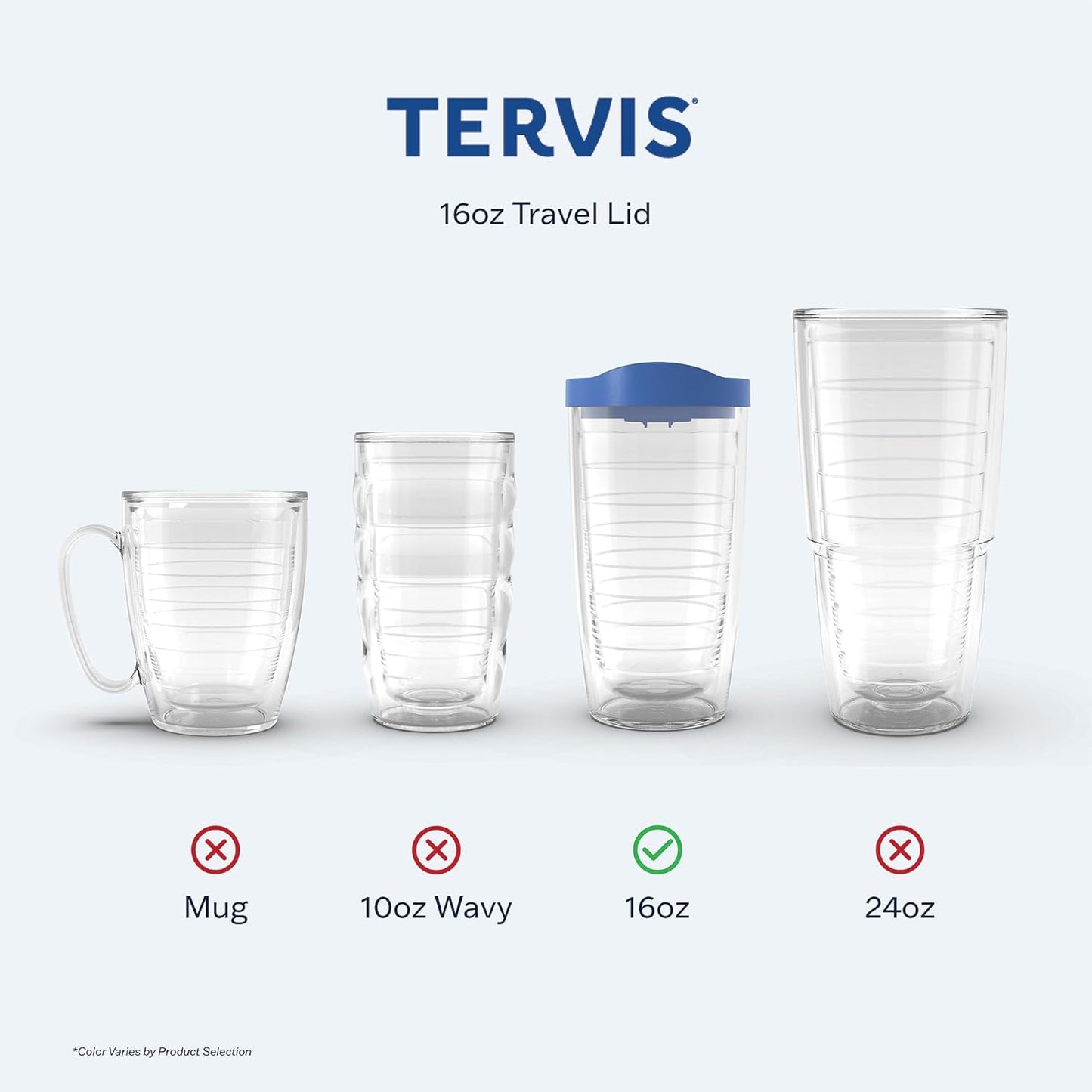 Tervis Travel Lid Made in USA Double Walled Insulated Tumbler Travel Cup Keeps Drinks Cold & Hot, Fits 16oz Tumblers, Navy