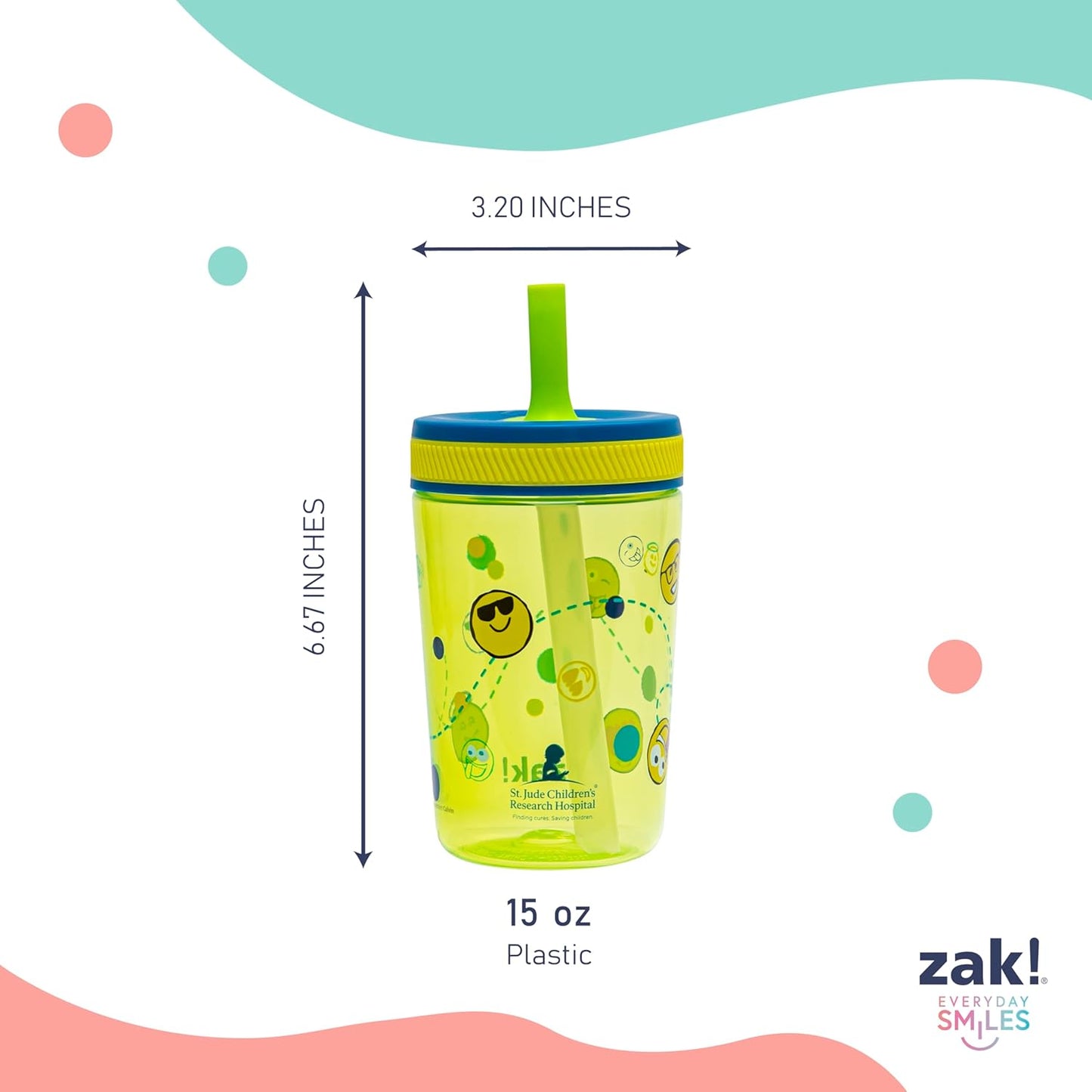 Zak Designs 15oz Bluey Kelso Tumbler Set, Leak-Proof Screw-On Lid with Straw Made of Durable Plastic and Silicone, Perfect Bundle for Kids, 2 Count (Pack of 1) - Colors A