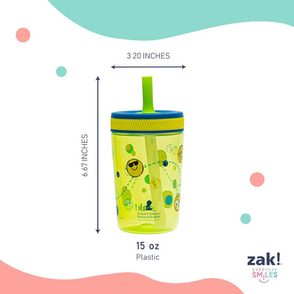 Zak Designs 15oz Bluey Kelso Tumbler Set, Leak-Proof Screw-On Lid with Straw Made of Durable Plastic and Silicone, Perfect Bundle for Kids, 2 Count (Pack of 1) - Colors A