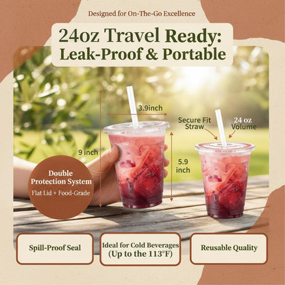 110 Pack Clear Plastic Cups with Lids and Straws, 16 oz Disposable Iced Coffee Cups To Go, BPA-Free Cold Drink Cups for Smoothie, Matcha, Parties, Party