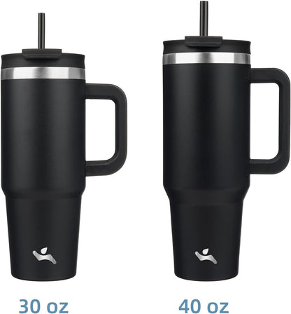 Konokyo 30 oz Tumbler with Handle and 2 Straws,2 in 1 Lid Insulated Water Bottle Stainless Steel Travel Coffee Mug,Sky