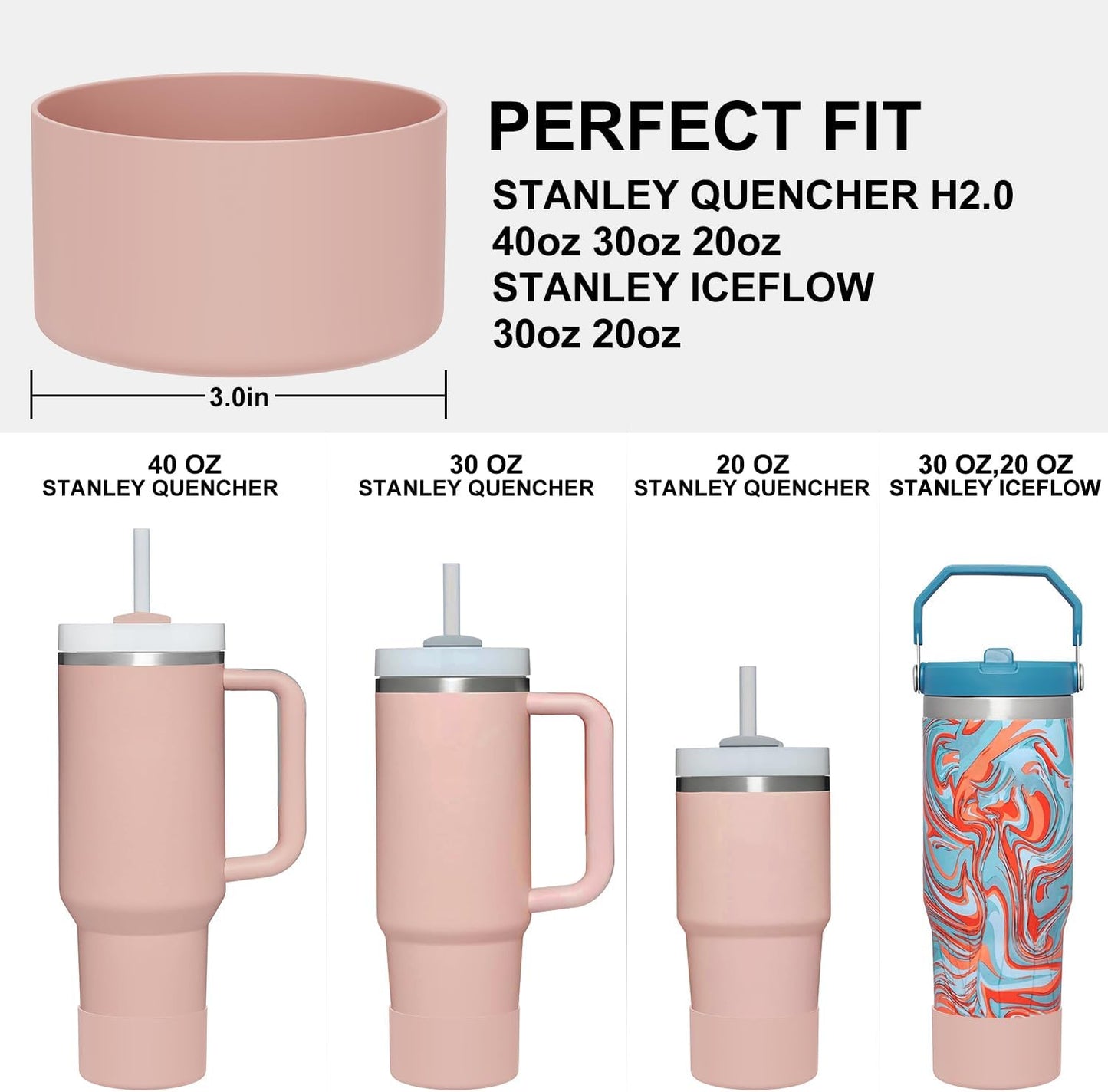 Affute Protective Silicone Boot for Stanley Quencher H2.0 40 30 20 oz & IceFlow Flip 30 20 oz, BPA Free Anti-Noise Anti-Scratch, Stanley Cup Protector Sleeve Cover Boot