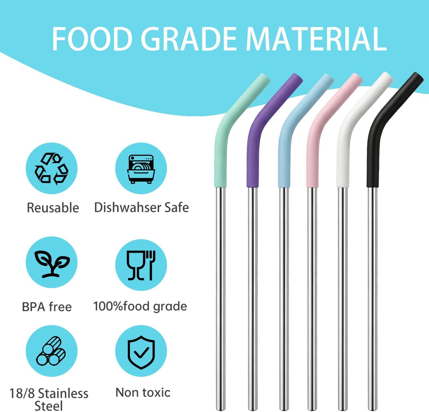 Replacement Straws for 40oz Stanley Tumblers,4 Pack Metal Straws Reusable Compatible with 40oz Cup,12" Extra Long Stainless Steel Straw with Silicone Tips,Cleaner Brush and Tumbler Brush