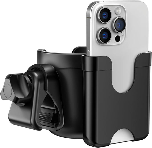 Guiseapue Cup Holder for Walker: Stroller Cup Holder Attachment with Phone Holder, Wheelchair/Stroller Accessories for Rollator, Bike, Scooter, Baby Essentials, Gifts for New Mom