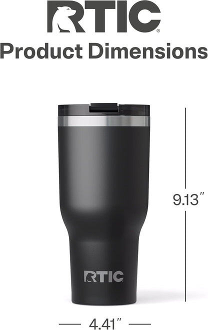 RTIC 20oz Essential Tumbler with Lid, Ceramic Lined, Insulated, Stainless Steel, Metal, Double Wall Vacuum-Insulation, Travel Cup for Iced Coffee, Tea, Hot and Cold Drink, Graphite