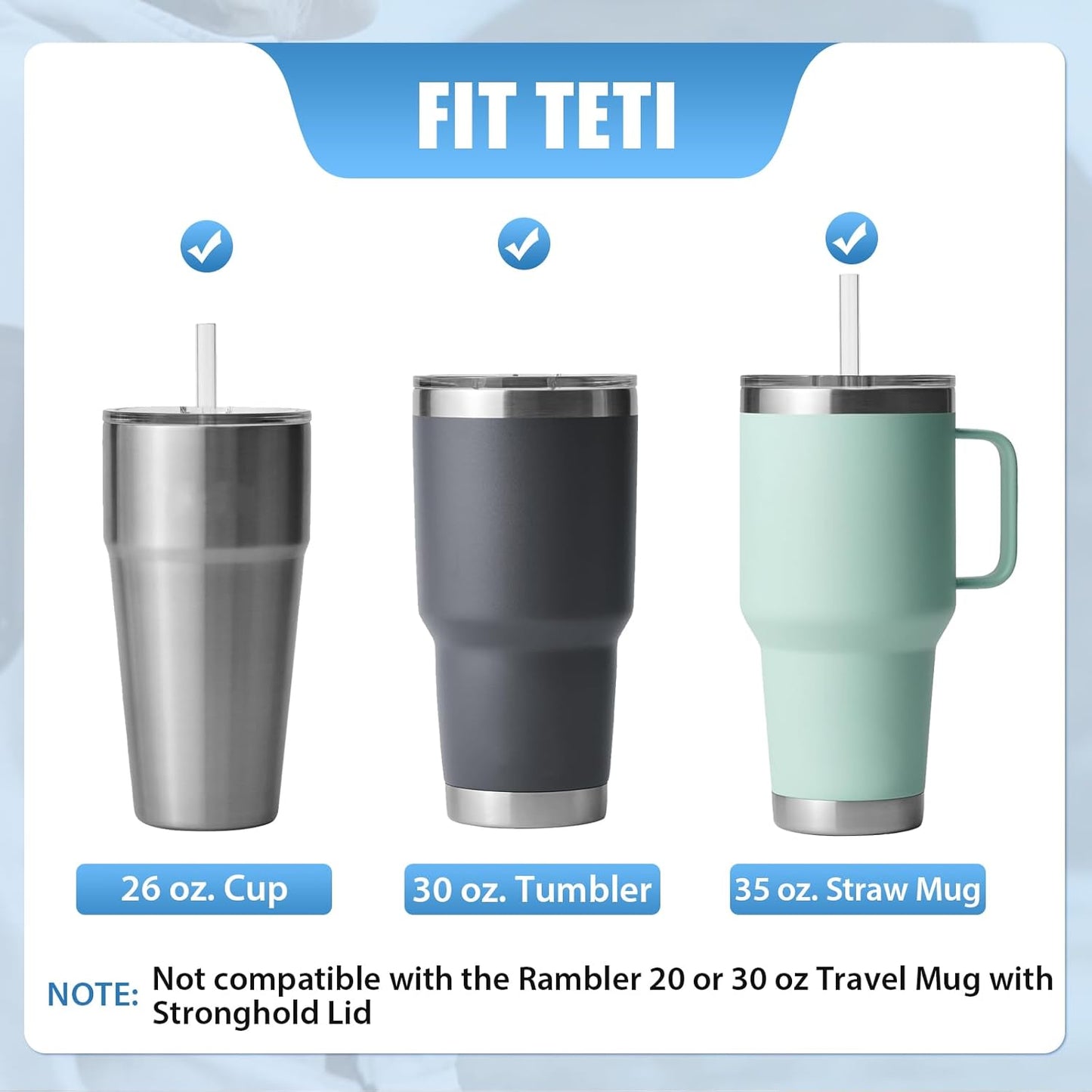 30 oz Tumbler Lid with Straw for YETI, 2 Pack Replacement Cover for Rambler 26 oz Cup, 30 oz Tumbler, 35 oz Straw Mug, Spill Proof Top with Brush, Dishwasher-Safe and Shatter-proof