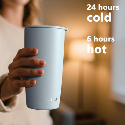 TILUCK 20 oz Insulated Tumbler with BPA-Free Lid, Stainless Steel Vacuum Travel Coffee Mug, Double Wall Coffee Tumbler（20oz，Matte DarkBlue）