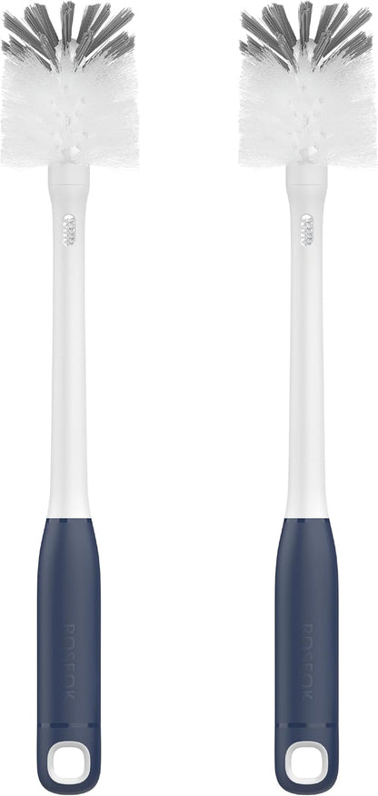 ROSEOK 2 in 1 Long Handle Bottle Brush with Straw Brush for Cleaning Glass, Sports Bottle, Coffee Mug,Navy Blue,1 Pack