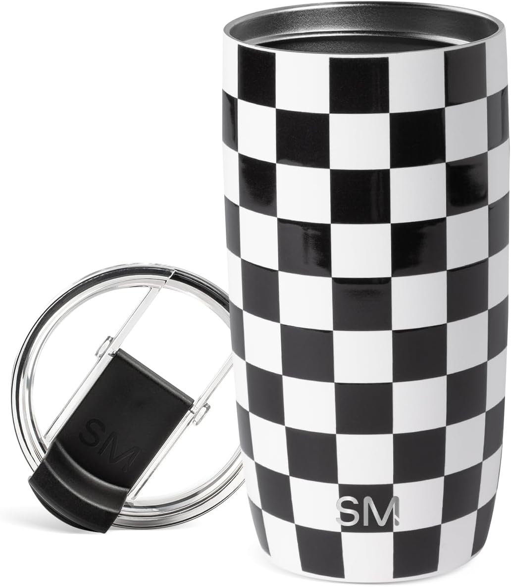 Simple Modern Voyager Tumbler with Flip Lid | Travel Coffee Mug | Insulated Stainless Steel Cold Brew Iced or Hot Coffee Cup | Gifts for Women Men Her Him | 16oz, Almond Birch