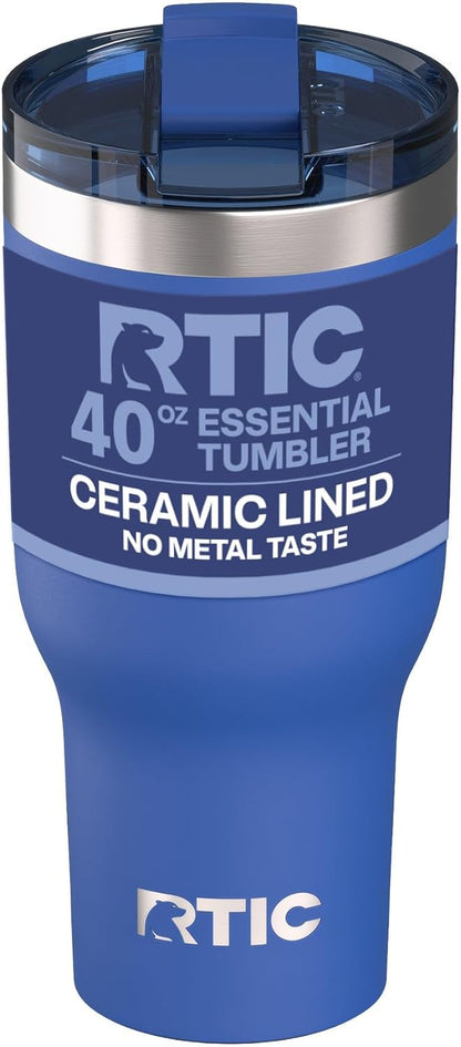 RTIC 20oz Essential Tumbler with Lid, Ceramic Lined, Insulated, Stainless Steel, Metal, Double Wall Vacuum-Insulation, Travel Cup for Iced Coffee, Tea, Hot and Cold Drink, Graphite