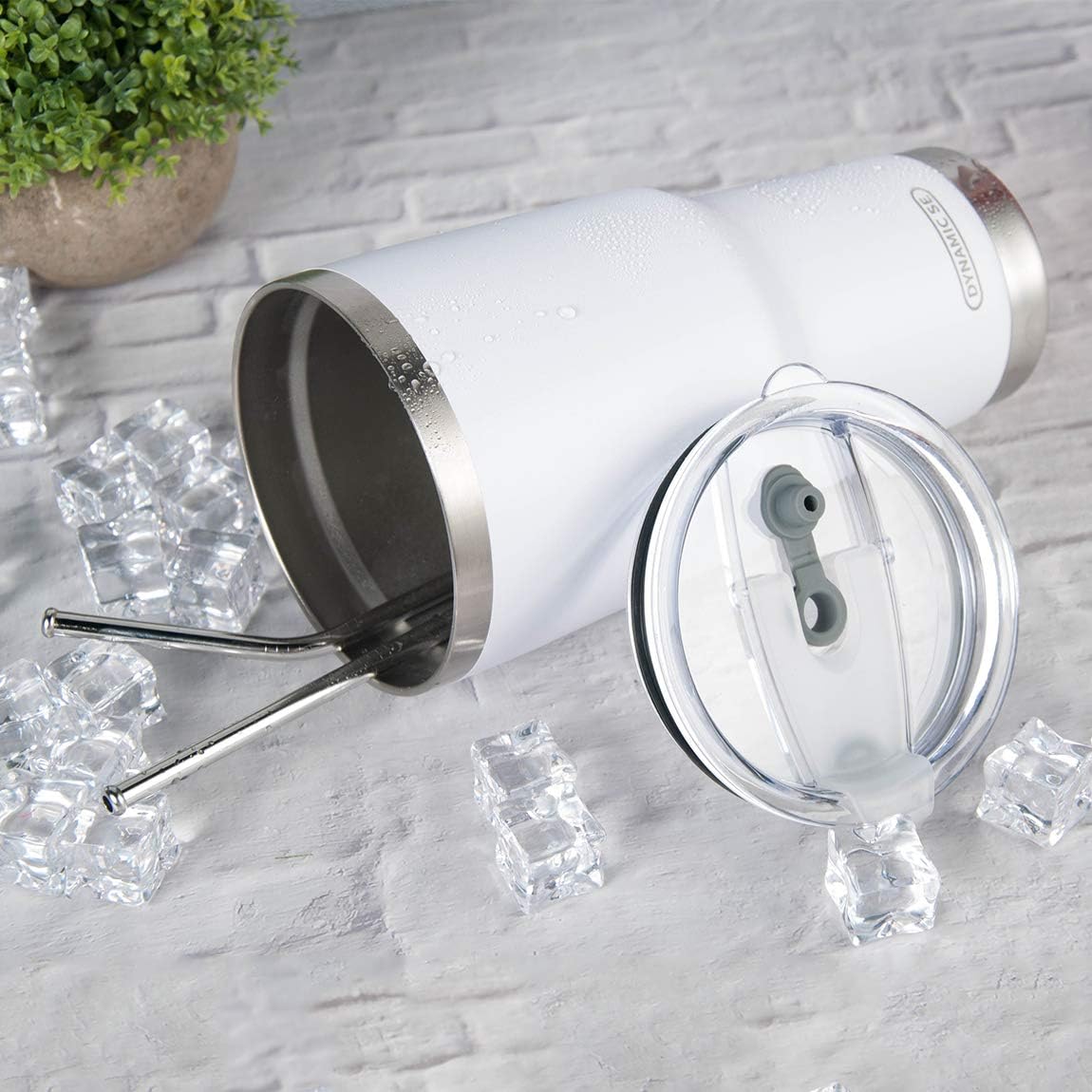D·S 30oz Blue Tumbler Stainless Steel Double Wall Vacuum Insulated Mug with Straw and Lid, Cleaning Brush for Cold and Hot Beverages