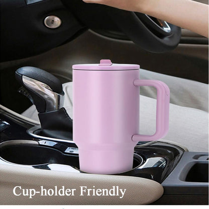 40 oz Tumbler with Handle, 100% Leakproof Insulated Tumbler with Lid and Straw, Stainless Steel Travel Mug, Water Bottle with Flip Straw, Keep Drinks Cold or Hot, Black