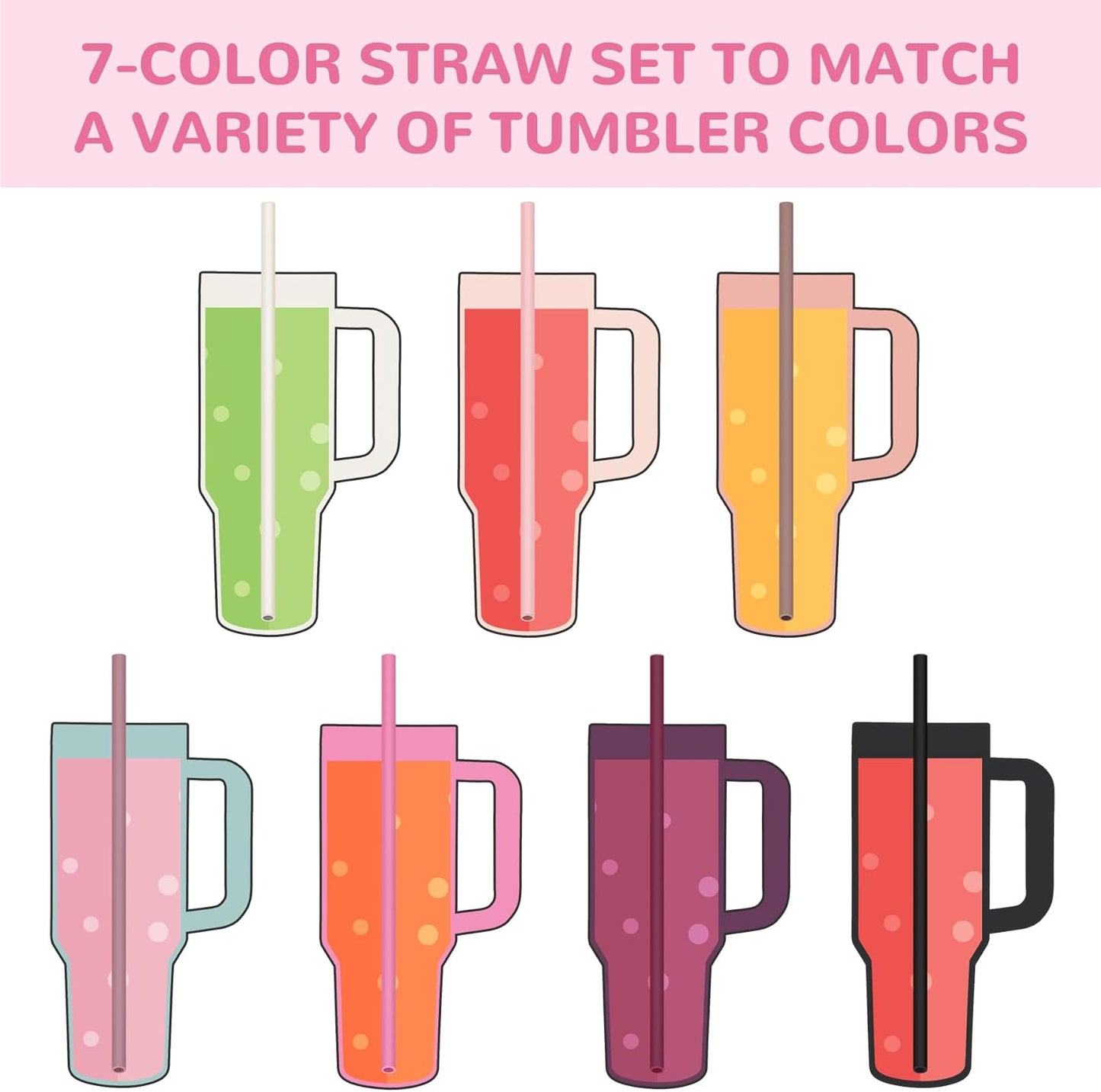 Tomorotec 15PCS Reusable Silicone Drinking Straws w/ 2 Brushes, Fit for Stanley Tumbler 40oz 30oz 20oz, 12" Long Customizable for Various Drinkware, Dishwasher Safe, BPA-Free, Safe for Teeth (Macaron)