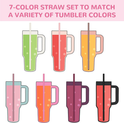 Tomorotec 15PCS Reusable Silicone Drinking Straws w/ 2 Brushes, Fit for Stanley Tumbler 40oz 30oz 20oz, 12" Long Customizable for Various Drinkware, Dishwasher Safe, BPA-Free, Safe for Teeth (Macaron)
