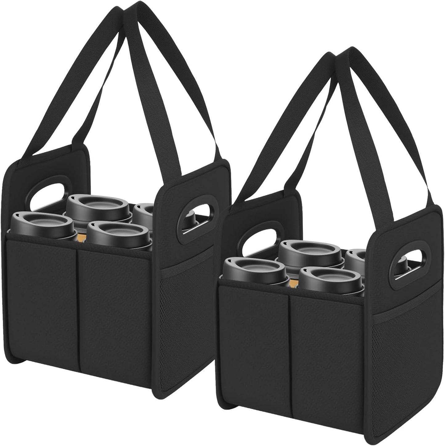 Foyego 4 Cup Drink Carrier with Handle, Reusable Insulated Drink Caddy Drink Holder for Car, Folding Portable Coffee Cup Holder Bag for Travel and Delivery