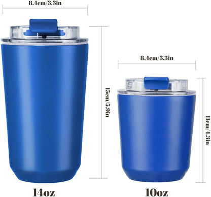 Puraville Insulated Tumblers with Lid, 14 oz Travel Coffee Mug Stainless Steel Vacuum Cup, Leak Proof Reusable Double Walled Coffee Tumbler for Iced and Hot Drinks, Cream