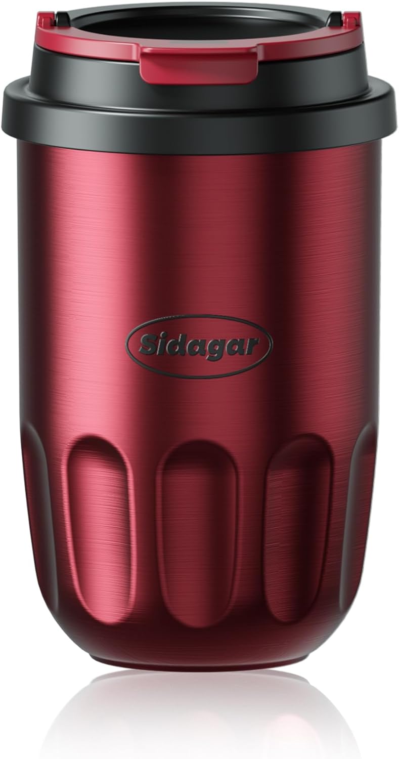Travel Coffee Mug 10 oz Ceramic Lined Tumbler, Double Wall Stainless Steel Coffee Cup with Lid, Vacuum Spill Proof Mini Water Bottle, Insulated Thermal Mug for Home Office, Orange