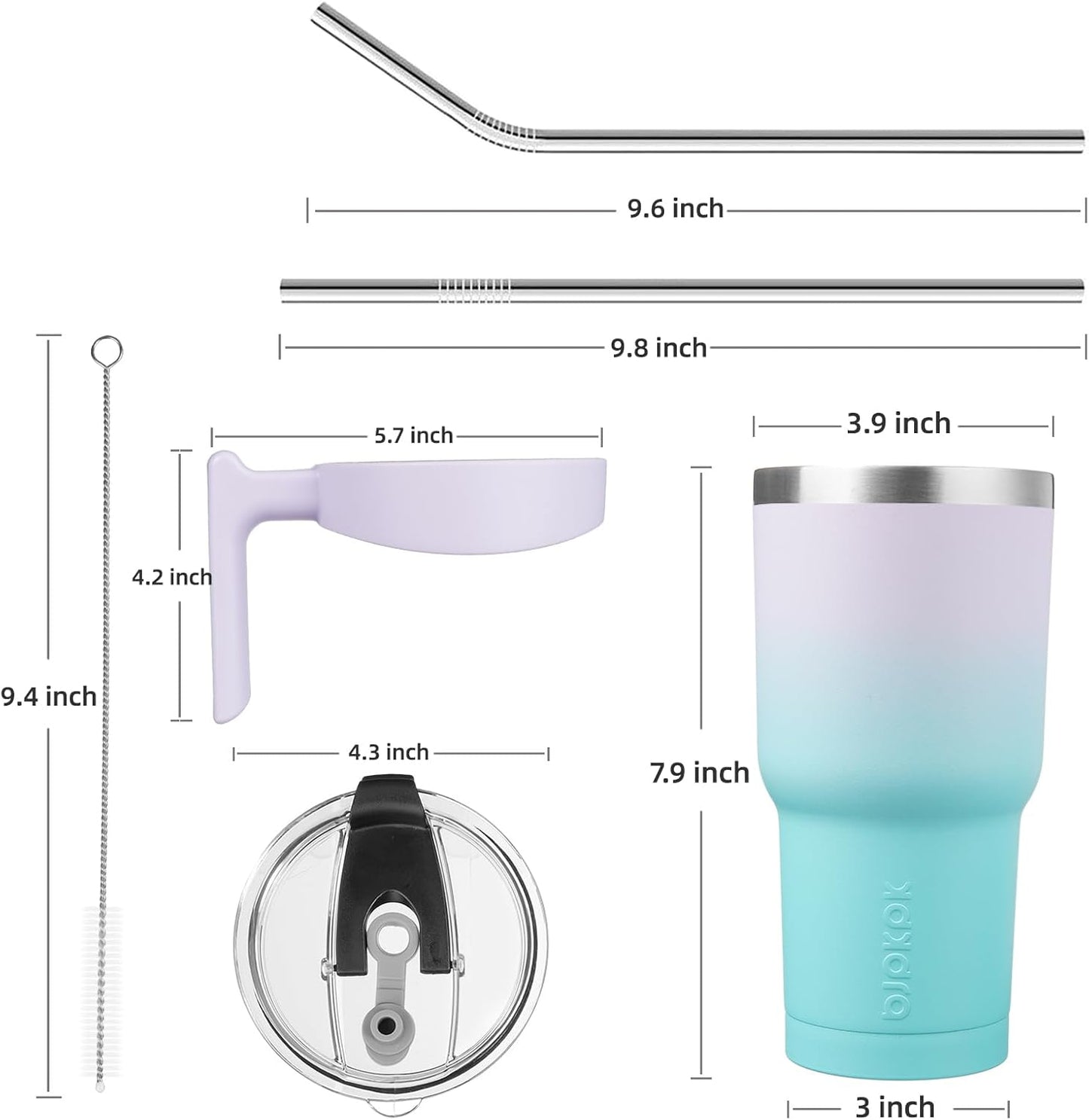 BJPKPK Tumbler With Handle And Straw Lid 40 oz Stainless Steel Insulated Coffee Tumbler Cups For Home, Office or Car,Turquoise