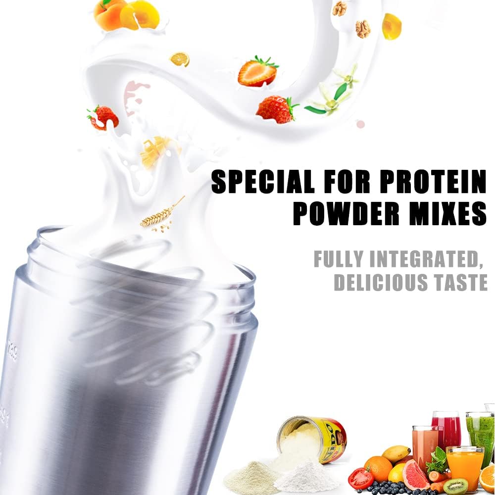 VALESKA 20-Ounce Stainless Steel Protein Shaker Bottle With Wire Whisk - BPA Free, Leak-Proof, Dishwasher Safe, Perfect for Gym Workout