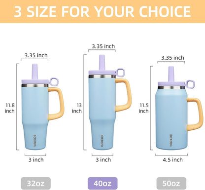 BJPKPK 50oz Insulated Tumbler with Handle Stainless Steel Travel Coffee Mug with Lid Reusable Large Water Bottle with Straw,Sky