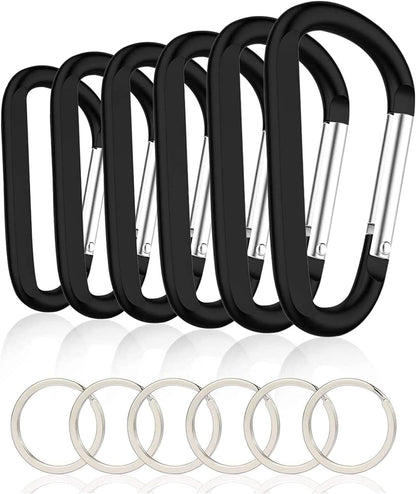 CampTek Carabiner Caribeaner Clip,3" Large Aluminum D Ring Shape Carabeaner with Keyring Keychain Hook