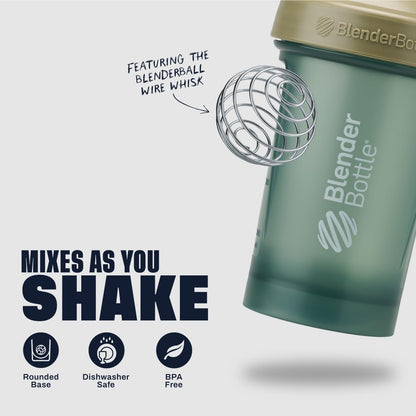 BlenderBottle Classic V2 Shaker Bottle Perfect for Protein Shakes and Pre Workout, 20-Ounce, Clear/Black