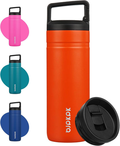 BJPKPK Insulated Water Bottle with 2 Lids,20 oz Double Wall Stainless Steel Vacuum Tumbler Travel Coffee Mug,Wide Mouth Thermal Cup,Haze Blue
