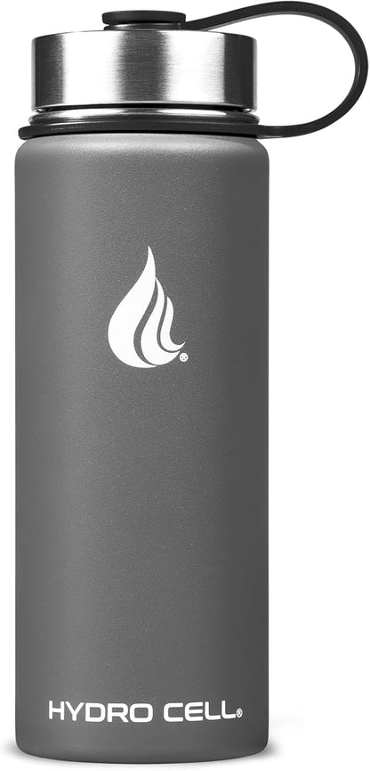 HYDRO CELL Stainless Steel Insulated Water Bottle with Straw - For Cold & Hot Drinks - Metal Vacuum Flask with Screw Cap and Modern Leakproof Sport Thermos for Adults (Neon 18oz)
