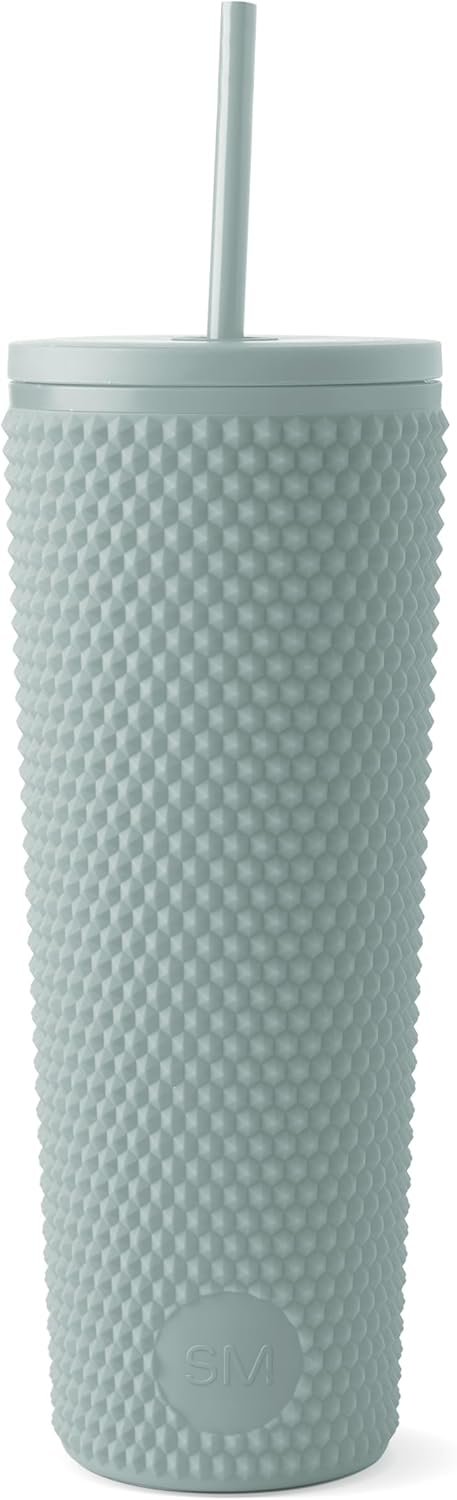 Simple Modern Plastic Matte Studded Tumbler with Lid and Straw | Reusable BPA Free Iced Coffee Cups Double Wall Smoothie Cup | Gifts for Women Men Him Her | Classic Collection | 24oz | Raspberry Vibes
