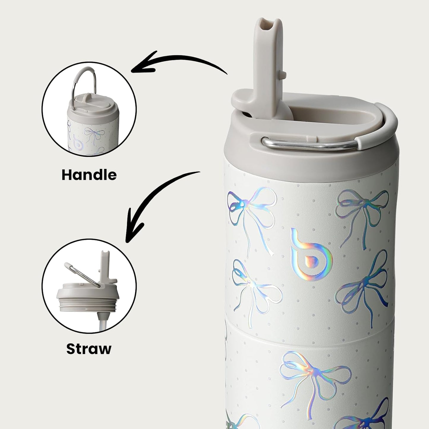 BOTTLE BOTTLE Insulated Water Bottle 24oz with Straw Lid and Handle for Sports Travel Gym Stainless Steel Water Bottles Double-Wall Vacuum Metal Leak Proof BPA-Free