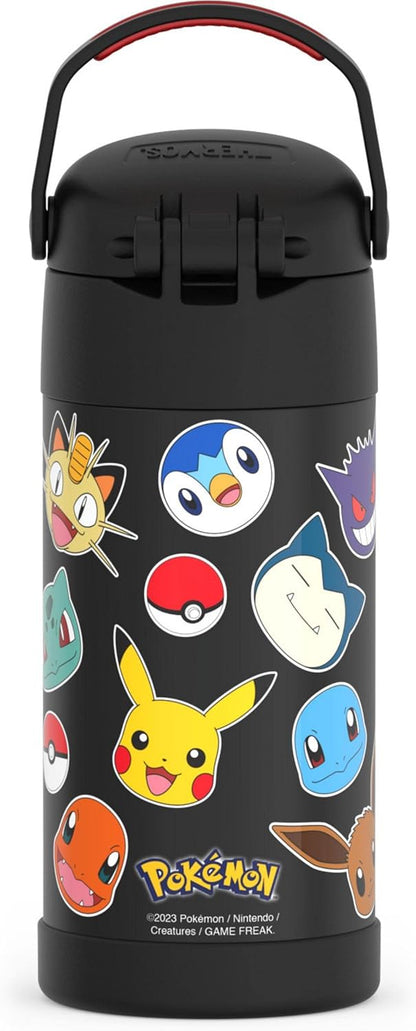 THERMOS FUNTAINER Water Bottle with Straw - 12 Ounce - Kids Stainless Steel Vacuum Insulated Water Bottle with Lid, Bluey - Colors A
