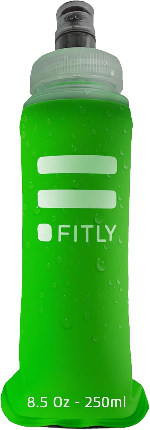 FITLY Soft Flask - Shrink As You Drink Soft Water Bottle for Hydration Pack - Folding Water Bottle Ideal for Running, Hiking, Cycling, Climbing & Rigorous Activity
