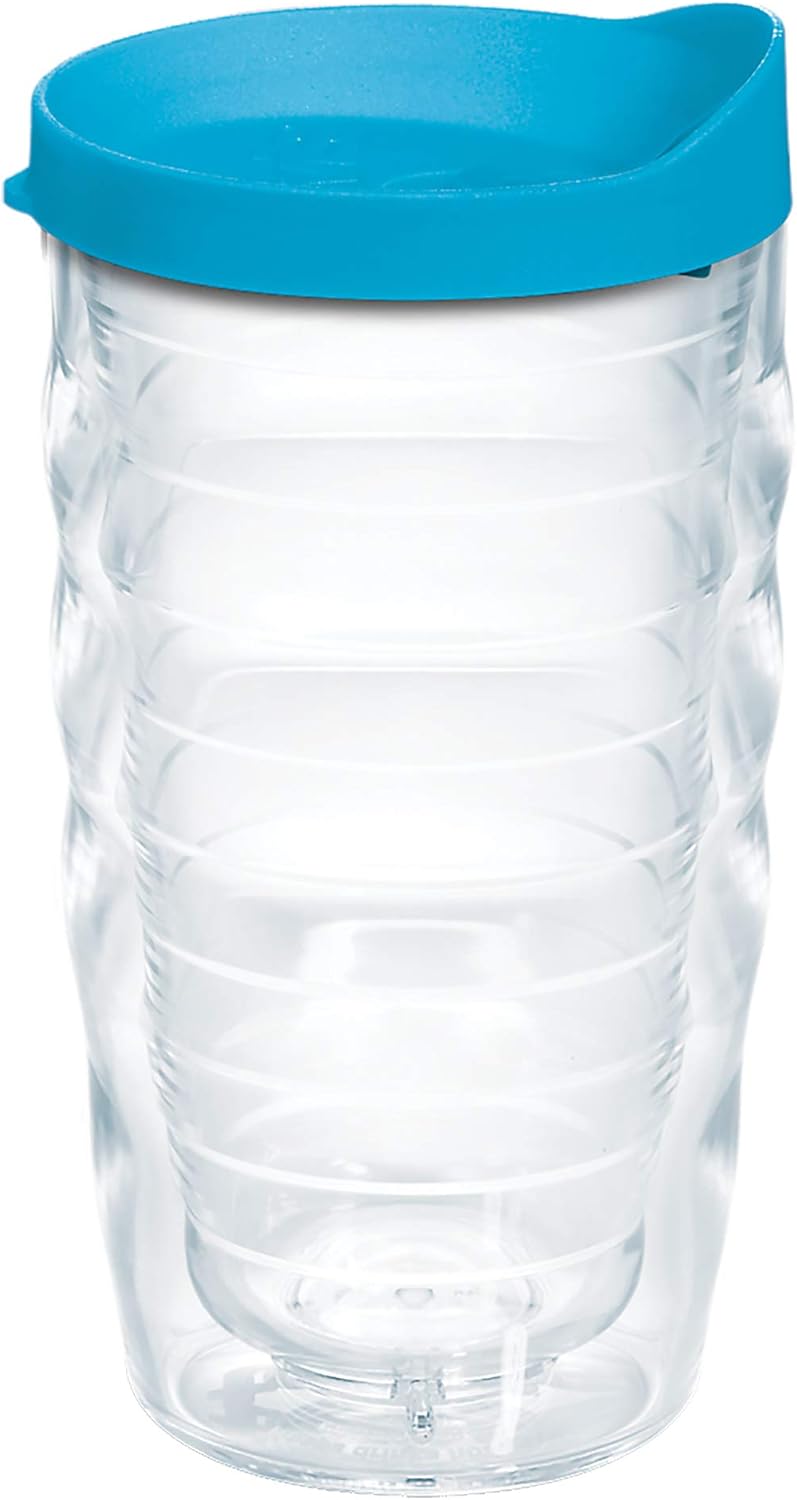 Tervis Clear & Colorful Lidded Made in USA Double Walled Insulated Tumbler Travel Cup Keeps Drinks Cold & Hot, 24oz, Black Lid, 1 Count (Pack of 1)