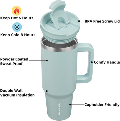 BJPKPK 30oz Stainless Steel Insulated Tumbler With Handle And Lid Straw Travel Coffee Mug Thermal Cup,Black